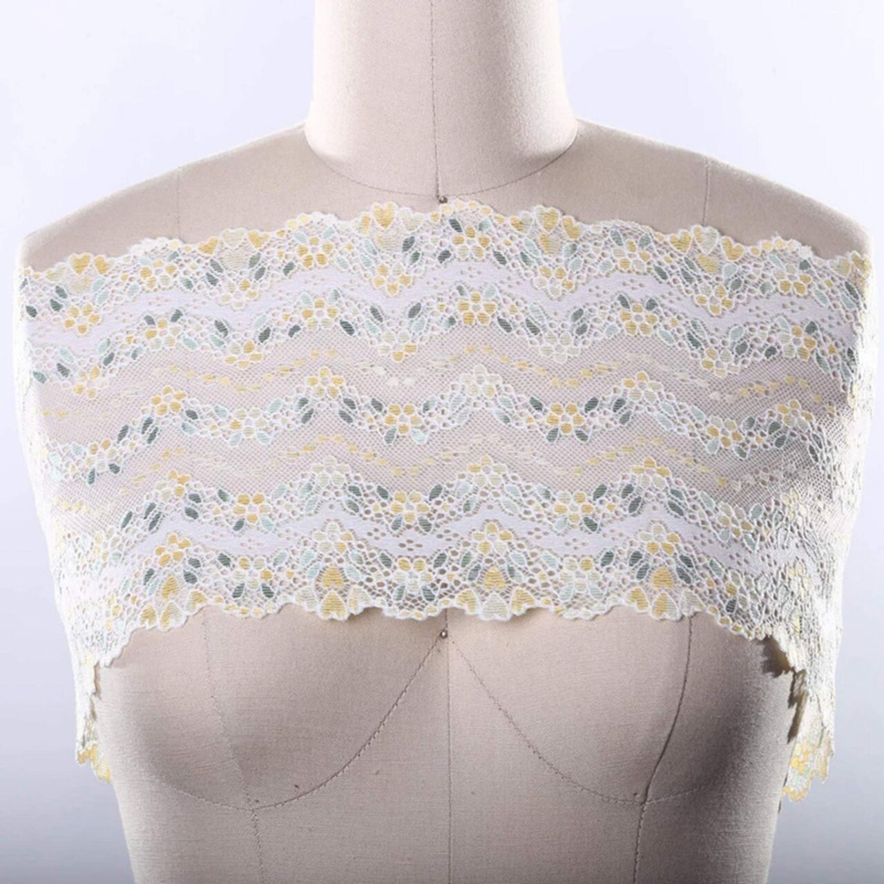 1 Yard 7" Lemony Flowers Stretch Lace Trim Vintage Style Wedding DIY Sewing Decoration